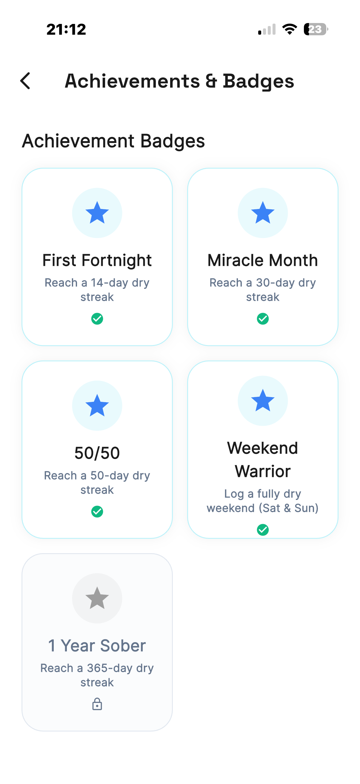 Sober Society achievement badges