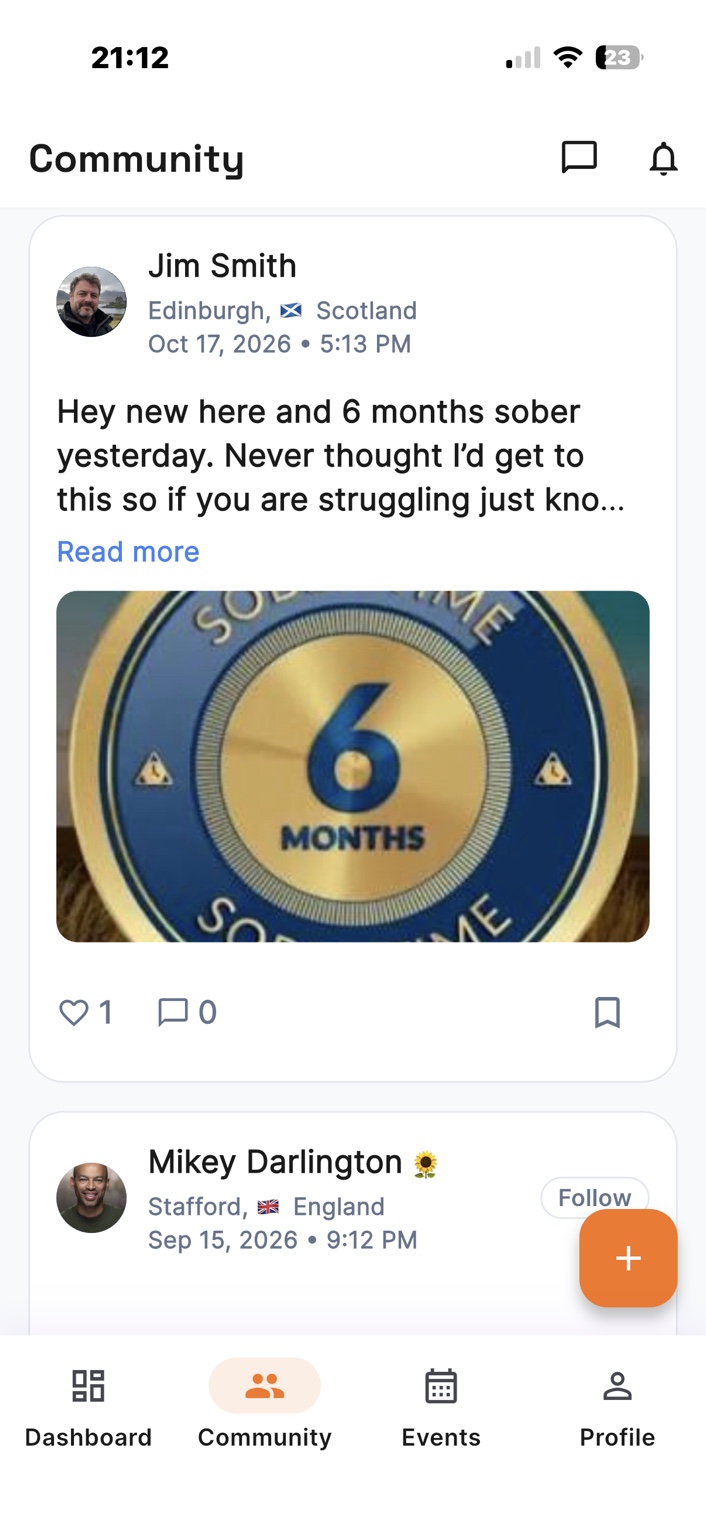 Sober Society community feed